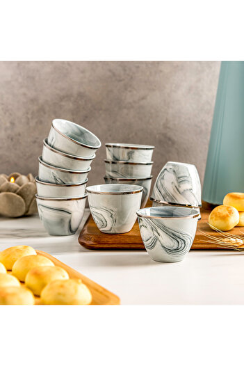 Dallaty La Mesa white and gold porcelain coffee cups set 12 pcs