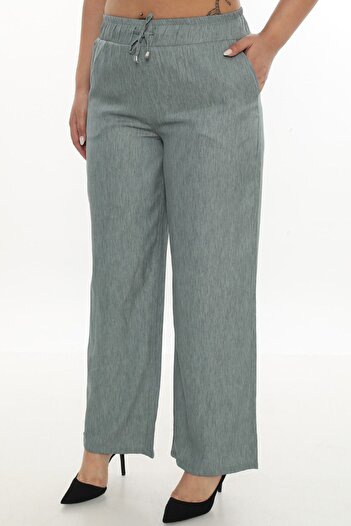 AKŞEN GİYİM Plus Size Cotton Thin Fabric Full Summer Wide Leg Pants