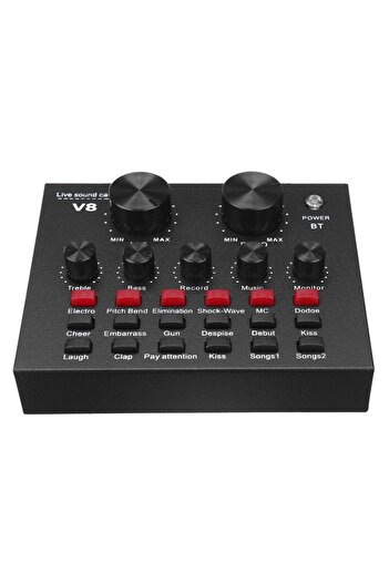 divendi-ro V8 multifunctional sound card, with bluetooth, 12 sound effects, Micro USB, 6 modes, black