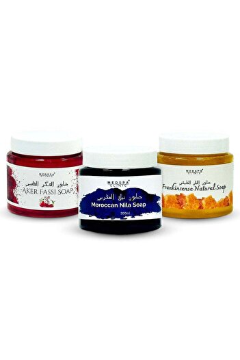 MEDSPACLINIC Moroccan Hamman Soap Nila, Akker Fassi, Frankincense 500g each Combo Pack