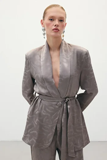 Sateen Jacquard Satin Jacket - Mink