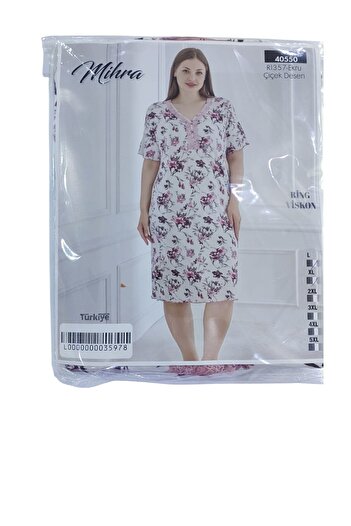 Mihra Ring Viscosa Battal Buttoned Short Sleeve Dress