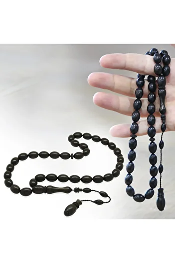 Tesbihane Specially Cut Ebony Wood Prayer Beads with System