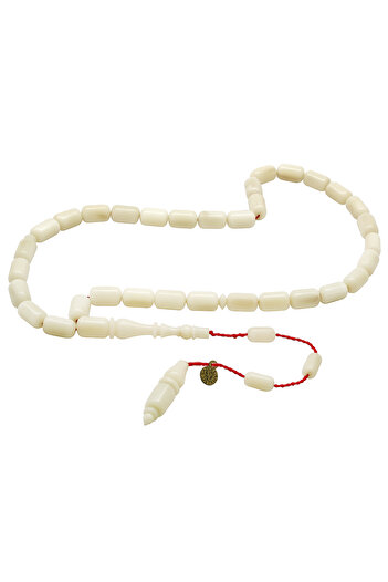 Tesbihane Sadullah Master Craftsmanship Capsule Cut Collectible White Color Narcile Prayer Beads with System