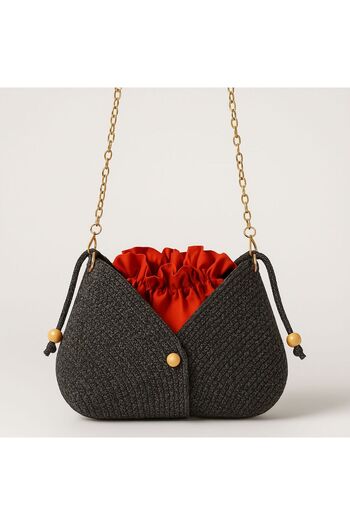 Timeless Handmade Knitted Crossbody Bag - Double Color - Drawstring with Chain Strap