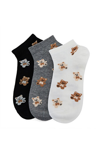 R&B Ivory PO3 LADIES ANKLE SOCKS