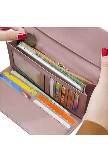 OEM Premium Women's Envelope Wallet, PU leather, spacious with multiple compartments - Pink