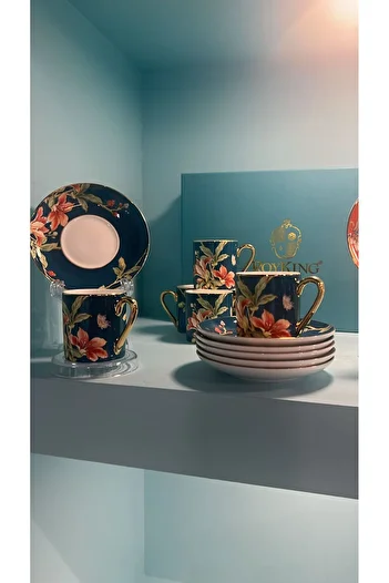 hediye Esterhomedecor 6 Person Porcelain Coffee Cup Set Parlament Green