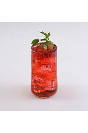 LA MESA 4 Pcs Ribbed Highball Glass Set, Clear 8*8*14.2 Cm