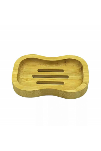 PUFO Nature bamboo soap dish for bathroom, 12 cm, brown