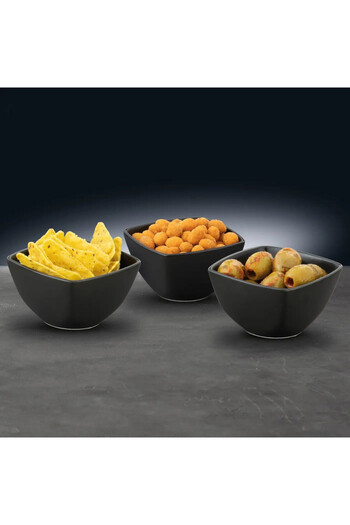 Ambition Set of 3 square bowls 8.25cm, black, Salsa