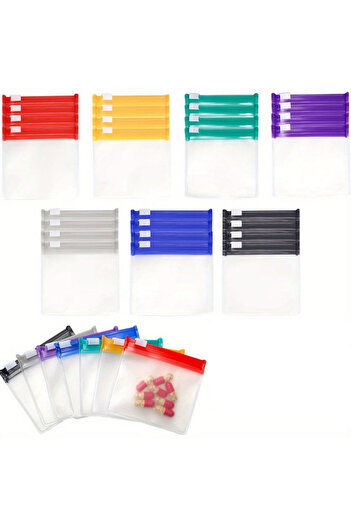 Choice MULTI 28Pcs Zippered Pill Pouch Set, 7 Colors Reusable Pill Pouches for Medicine Travel, Self Sealin
