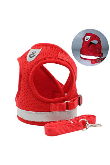Choice S Red Cat Harness Lead Leash Set Adjustable Reflective Escape Proof Pet Mesh Vest Harness Puppy Dog