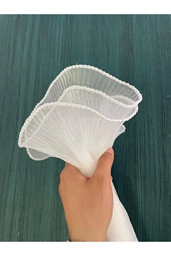 Sosyete shop Ruffle Bridal Bouquet Wrap Tulle with Pearls Flower Tulle with Pearls Pleated Arrangement 60 cm (35 × 60cm)Ü