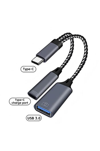 Choice black USB C OTG Cable Phone Adapter 2 in 1 Type C to USB A Adapter with PD Charging Port for Samsung