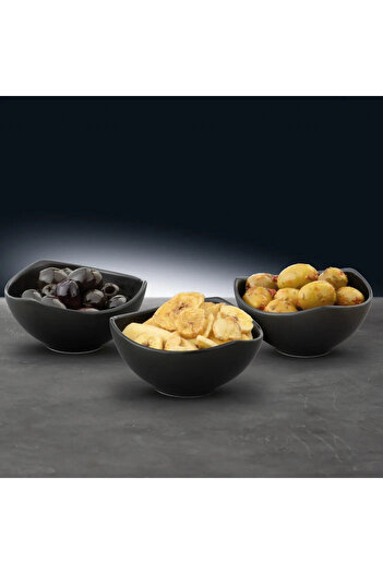 Ambition Set of 3 asymmetrical bowls 9.5cm, black, Salsa