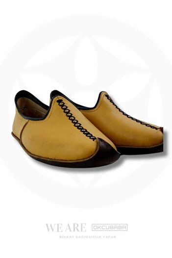 okcubaba Mustard Handmade Yemeni – Genuine Leather Traditional Shoes