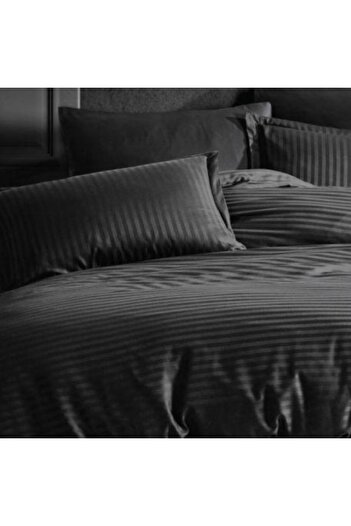 Pucioasa Set of 2 cotton damask pillowcases 45x45cm, black