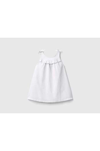 United Colors of Benetton Girls' Comfortable Pleated Shoulder Tie Dress