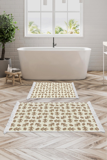 Alanur Home Non-Slip Base Djt Toilet Set Star Cotton Fringed Vintage Al5013 Beige