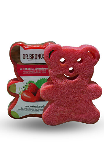 Dr.Bronos Strawberry Extract Natural Sponge Teddy Bear Soap 135 Gr