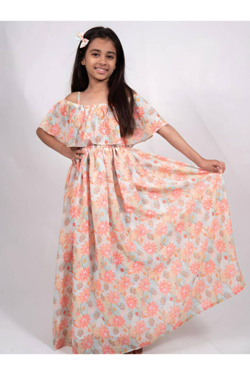 Maithili By Styli Printed A-Line Off Shoulder Maxi Dress