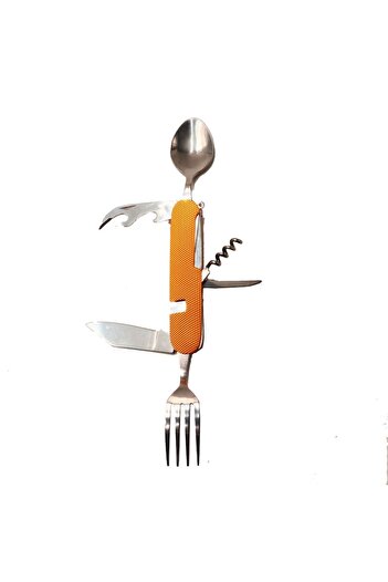 dalimag Detachable multifunctional knife with 6 functions - spoon, fork, gold, 25 cm