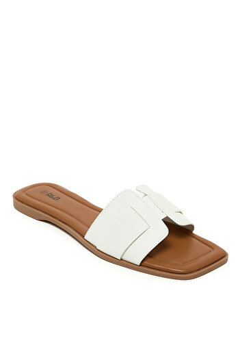 R&B Ivory WoMen's's Textured Flat Sandals