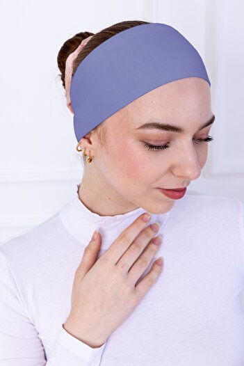 Loggia Non-Slip Silicone Bandana Bonnet Blue - Women's Hijab Seamless Non-Slip Snap - Sporty Hair Band