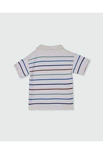 Ovs Cotton Polo Shirt With Striped Design