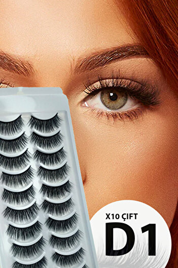 ruby face Doğal Görünümlü İpek Bütün 10lu Takma Kirpik Seti- 10 Çift Gerçek Takma Kirpik- Model: D1