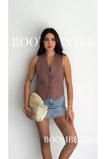 BoomBester Women's Lined Linen Flam Vest