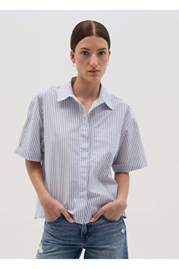 Ovs Short-Sleeved Shirt With Striped Pattern