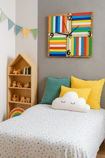 karbonsoft Montessori Wooden Stick Educational Wall Clock – Silent Mechanism