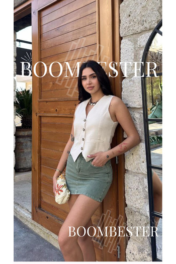 BoomBester Women's Lined Linen Flam Vest
