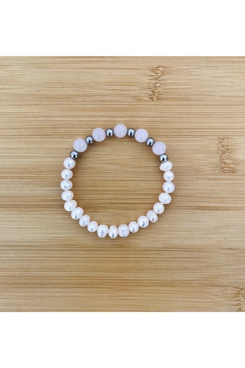 MK tasarım Genuine Pearl, Pink Quartz Bracelet Mkt059