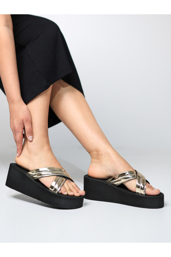 HANOX Lotus High Platform Heel Women's Cross Beach Slippers (6.5) cm