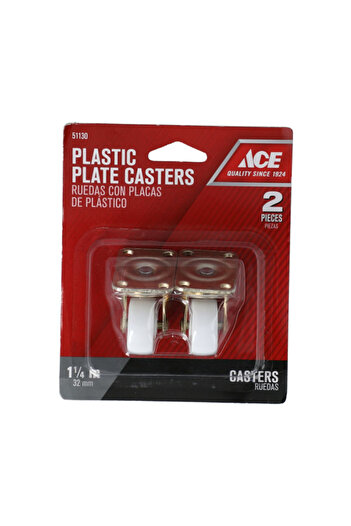 ACE 2-Piece High Quality Durable Plastic Swivel Plate Casters 1.25 Inch