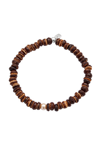 KUZZOI Bracelet Bracelet Men Synthetic Coconut Pearl 925 Sterling Silver Festival 19 cm