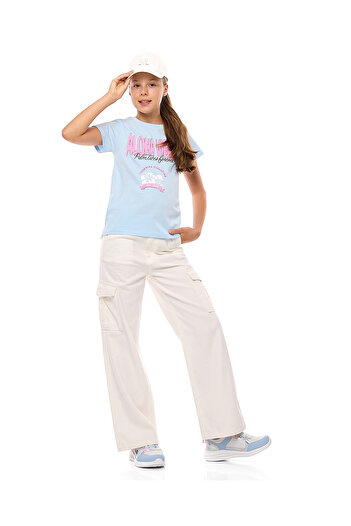 R&B Cream GIRLS WOVEN PANT 8-16Y