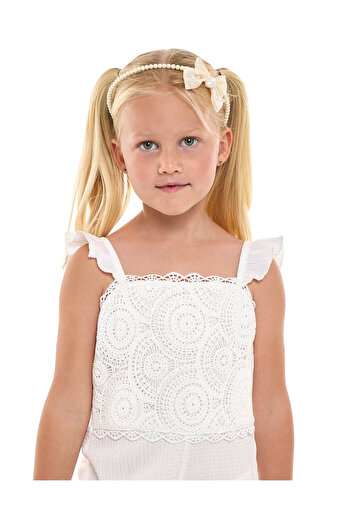 R&B Ivory GIRLS KNIT DUNGAREES 2-8Y