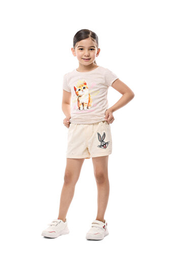 R&B Beige GIRLS WOVEN SHORTS 2-8Y