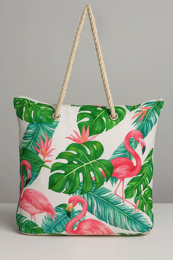 louisiana polo Women's Beach Bag Flamingo Pattern Green 1102