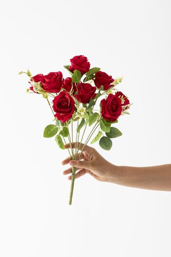 Güleç Yapay Çiçek Artificial Rose Bouquet 9 Branches Red