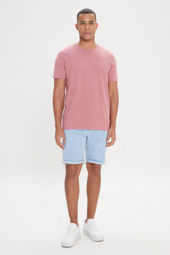 AC&Co / Altınyıldız Classics Men's Dried Rose Slim Fit Slim Fit Modal Crew Neck Soft Key Flexible Basic T-Shirt