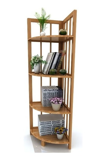 rexa 4-Tier Corner Shelf – Brown | Compact Storage & Display Rack 32 x 32 x 120 cm