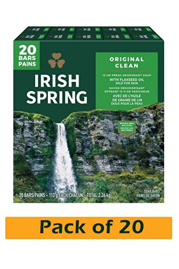 Irish Spring Original Deodorant Soap Bar For Clean And Fresh Feeling All Day Long 20x113g