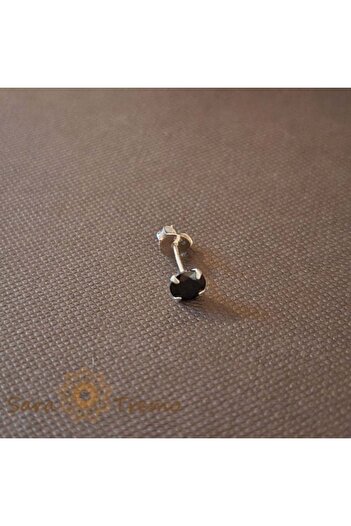saratremo Cercei unisex din argint 925 cu cristal de zirconiu negru, 5 mm