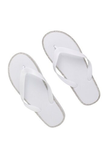 OEM Papuci de plaja femei, alb, talpa 2cm, cu stras, marime 38 EU