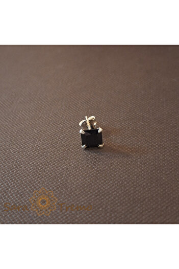 saratremo Cercei unisex din argint 925 cu cristal de zirconiu negru, 6 mm